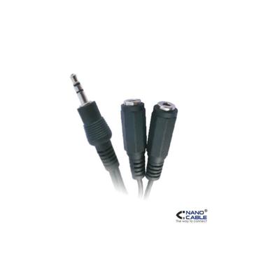 Nano Cable - Cable Estéreo Nanocable 10.24.1200/ Jack 3.5 Macho - 2x Jack 3.5 Hembra/ 15cm/ Negro