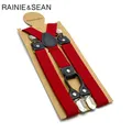 RAINIE SEAN-Bretelles artificiel astiques pour Homme et Femme Couleur Unie Rouge 120cm 4 Clips