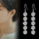 Boucles d'oreilles longues en cristal brillant pour femmes breloques en pierre CZ connectée