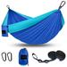 Portable Camping Hammock Single or Double Parachute Hammocks Camping Accessories with 2 Tree Straps for Outdoor Indoor Travel Hiking Backyard (Blue/Sky Blue)