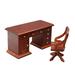 Yoone Wooden 1/12 Scale Retro Dollhouse Writing Desk Chair Set Miniature Furniture for Decor