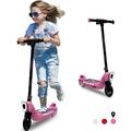 iRerts Kids Electric Scooter for 6-14 Year Old Portable Kids Scooter for Boys Girls 12V 45W Kids Electric Scooter with Front Big Light Rear Brake Colorful Deck Light Pink