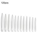 120Pcs/Bag Clear Nail Tips Acrylic Nails - Nail Tips Half Cover French Fake Nail Tips Clear Long Fake Nail Tips Coffin False Nail Tips Extending False Nails for Salon