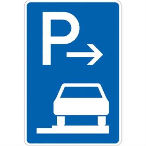 Verkehrsschild VZ315-67, Parken ganz auf Gehwegen rechts (Ende), Alu, RA1, 420x630 mm Image