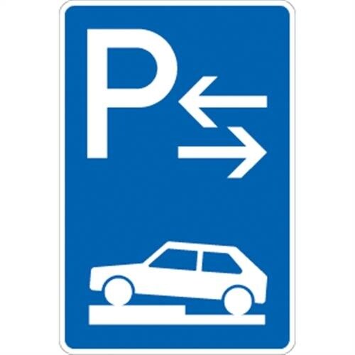 Verkehrsschild VZ315-73, Parken halb auf Gehwegen quer links (Mitte), Alu, RA1, 420x630 mm Image