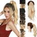 My-Lady 100% Remy Human Ponytail Hair Extension Wrap Around Real Curly Wavy Human Hair Hairpieces 18inch #60 Platinum Blonde