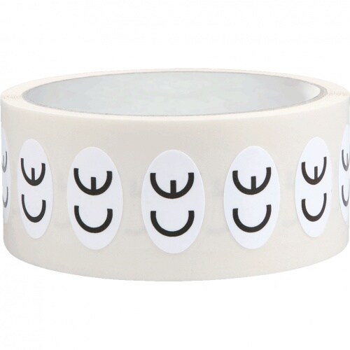 Aufkleber I CE-Zeichen, RoHS konform, oval, weiß/schwarz, Folie, selbstklebend, 26x16mm, 500/Rolle Image