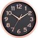 Ebern Designs Nimete 10" Wall Clock Glass/Plastic in Black/Yellow | 10 H x 10 W x 1 D in | Wayfair 805CE9FA7AD649AC82BA04B0E262910D