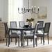 One Allium Way® Stockseth Fabric, Rubberwood, & Cane Expandable 7 Piece Dining Set Wood/Upholstered in Gray | Wayfair