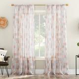 Latitude Run® Offset Stripes Sheer Rod Pocket Curtain Panel Polyester in Blue/Green/Pink | 84 H x 52 W in | Wayfair