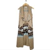 Anthropologie Sweaters | Anthropologie Sleeping On Snow Quillins Jacquard Knit Cardigan Duster | Color: Tan/White | Size: Xs