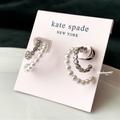 Kate Spade Jewelry | Kate Spade New York Hoop Pearl Cubic Zirconia Earrings | Color: Gold/White | Size: Os