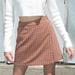 Brandy Melville Skirts | Brandy Melville John Gault Orange Plaid Adjustable Wrap Emerson Mini Skirt | Color: Orange/White | Size: One Size