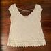 American Eagle Outfitters Tops | Ae V-Neck With Crotchet Details | Color: Cream/White | Size: M