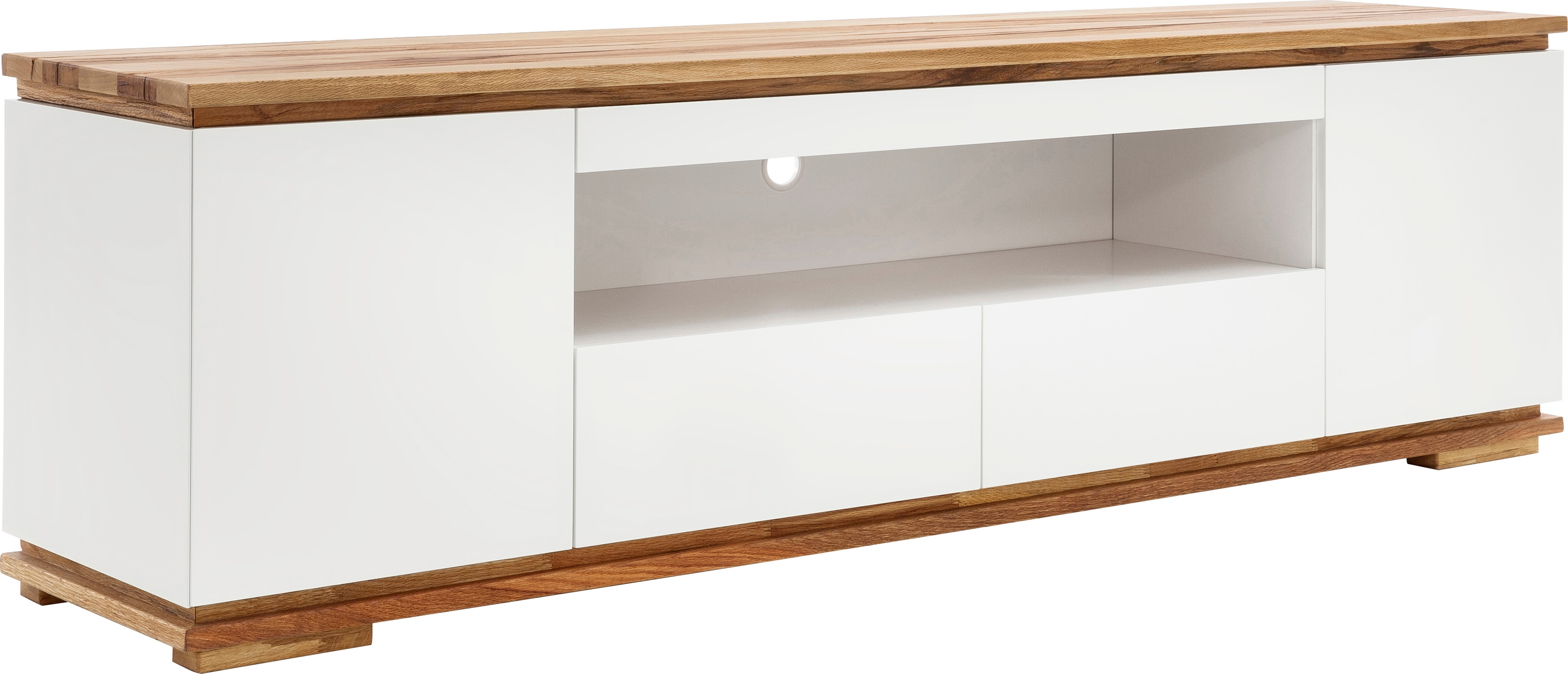 Lowboard MCA FURNITURE "Chiaro", weiß (weiß matt), B:202cm H:54cm T:40cm, MDF, Massivholz, Sideboards, Breite ca. 202 cm Image