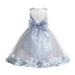 Ekidsbridal Satin Floral Petals Rose Tulle White Flower Girl Dress Formal Evening Gown Pretty Princess Wedding Photoshoot Ballroom 007 10