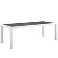 Ergode Stance 90.5 Outdoor Patio Aluminum Dining Table - White Gray