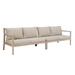 Linon Kori Outdoor Wood Set of 2 Loveseats Beige Cushions in Natural Stain