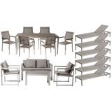 Pangea Home Chester 17-piece Modern Aluminum Patio Sofa Set in Gray