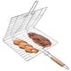 Grill Basket Stainless Steel BBQ Grill Basket Folding Portable Fish Grilling Basket with Handle Barbecue Grill Baskets for Outdoor Grill Vegetables