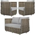Home Square 3-Piece Set with Outdoor Loveseat & 2 Outdoor Chairs in Gray