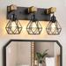 Black Pendant Light Adjustable Height Square Cage Pendant Hanging Lighting Fixture Rustic Lantern Chandelier for Dining Room