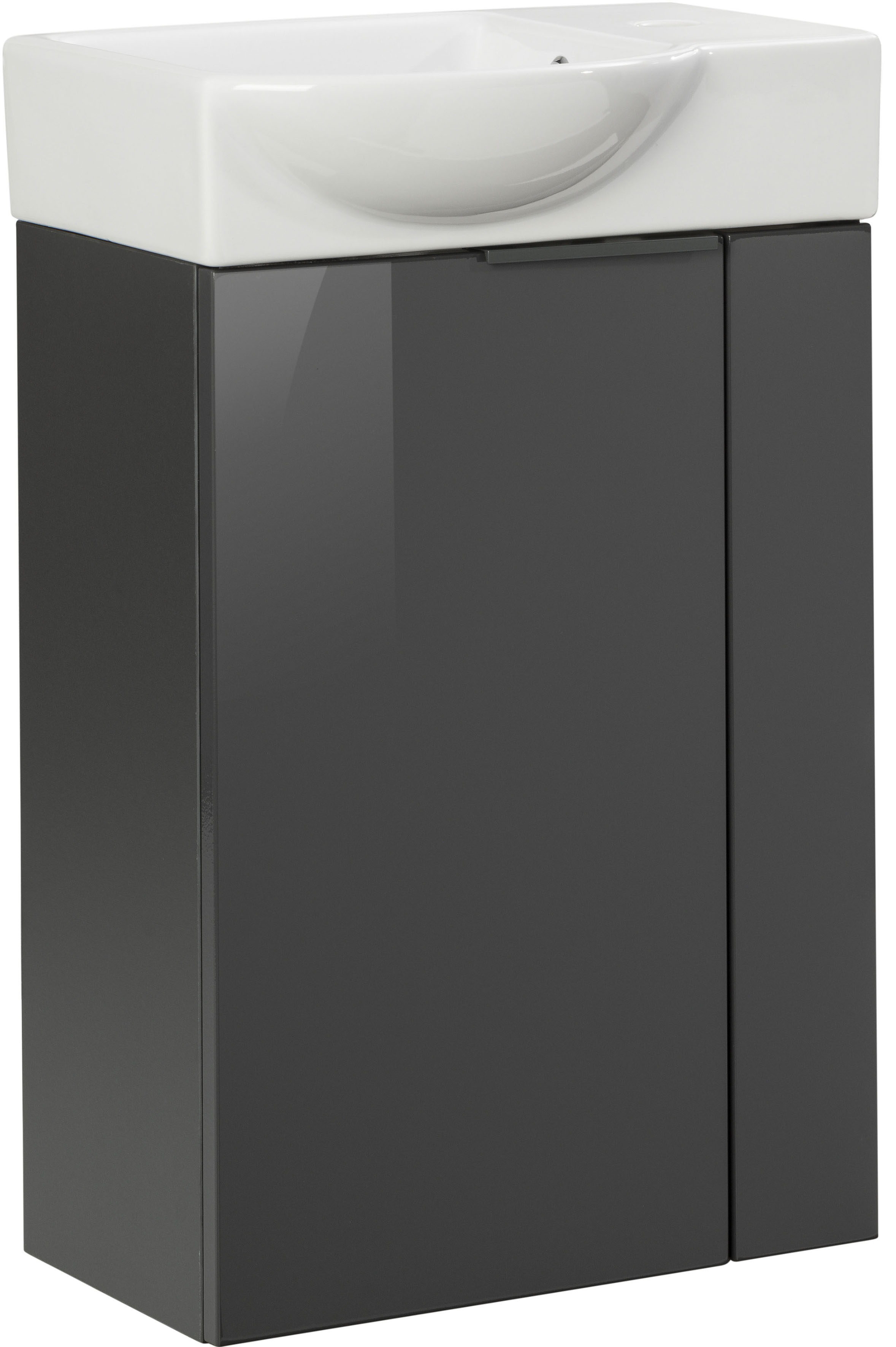 Waschtisch FACKELMANN "SBC", grau (anthrazit, anthrazit matt), B:45,5cm H:70,5cm T:32cm, Holzwerkstoff, Keramik, Waschtische, Waschtisch, bestehend aus Becken und Unterbau, Breite ca. 45 cm