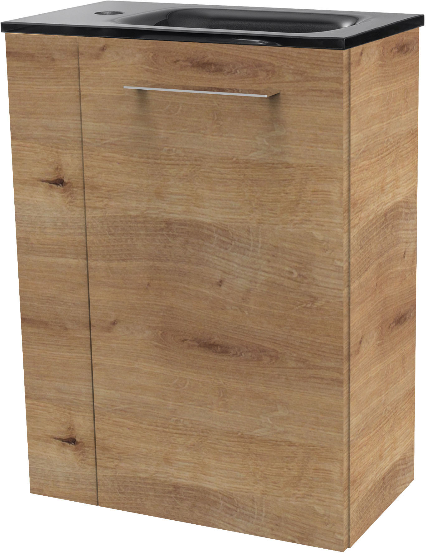 Waschtisch FACKELMANN "SBC", braun (braun, braun, ast, eiche optik), B:45cm H:61,5cm T:25cm, Glas, Holzwerkstoff, Waschtische, Waschtisch, bestehend aus Becken und Unterbau, Breite ca. 45 cm