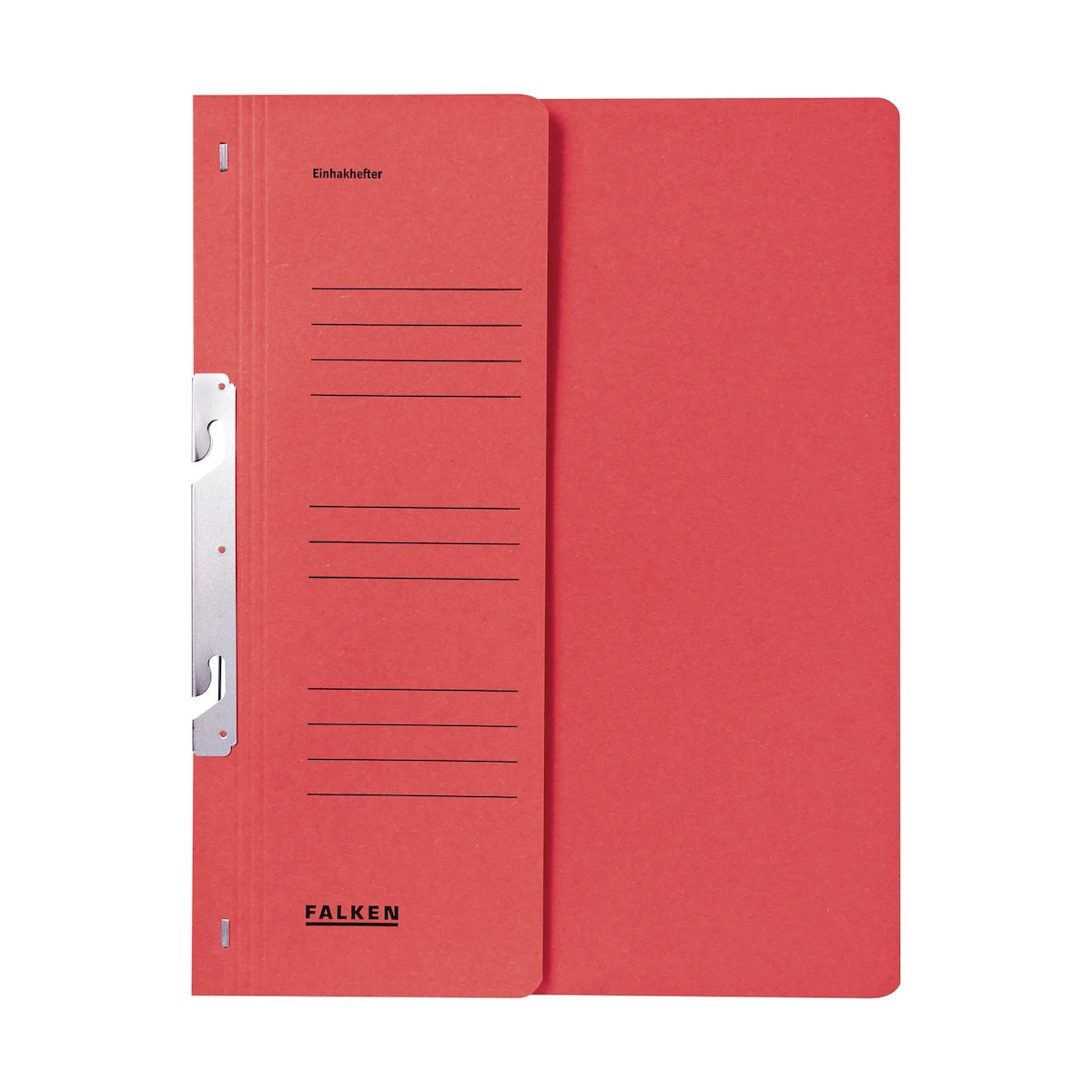 Falken 80004005 50x Einhakhefter für DIN A4, 250g/m2 Manila-RC-Krt., 1/2 Vorderd., kaufm. Heftung - Rot Image