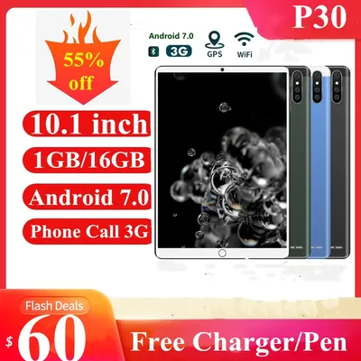 Tablette PC de 10.1 Pouces 1 Go RAM 16 Mots M P30 Appel Téléphonique 3G Android 7.0 Processeur