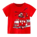 Little maven-T-shirt en coton rouge pour bébé garçon vêtements d'été pour enfants de 2 à 7 ans