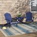 Beachcrest Home™ Leesa Solid Wood Folding Adirondack Chair w/ Table Wood in Blue | 34.25 H x 30.25 W x 35.75 D in | Wayfair