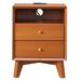 George Oliver 18" W Manufactured Wood Nightstand w/ Charging Station, Side Table w/ 2 Drawers Wood in Brown | 24 H x 18 W x 18 D in | Wayfair