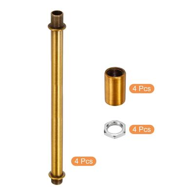 4set M10x1 Threaded Extension Rod 150mm Coupling Nut Pipe Hex Nut Gold Bronze - Gold Bronze