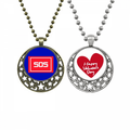 Emergency SOS Poster Art Deco Fashion Pendant Necklace Mens Womens Valentine Chain