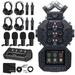 Zoom H8 Eight Track Handy Recorder For Podcasting Music Field Recording + 4x Zoom ZDM-1 Podcast Mic + 4x Headphones + 4x Windscreens + 4x Tabletop Stands + 4 Channel Headphone Amplifier + Cables + P