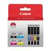 Canon PIXMA MG7120 (CLI-251) BK/C/M/Y Ink Combo Pack (Includes OEM# 6513B001 6514B001 6515B001 6516B001)