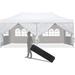 10 x20 Ez Pop-up Canopy Tent Commercial Instant Canopies with 4 Windows End Side Walls and Roller Bag