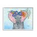 Stupell Industries Baby Elephant & Mouse Decorated Flower Blossoms Collage Painting White Framed Art Print Wall Art Design by Lisa Morales