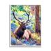 Stupell Industries Stag Deer Resting Amid Forest Trees Natural Wildlife Graphic Art White Framed Art Print Wall Art Design by Alpenglow Workshop