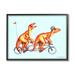 Stupell Industries Whimsical Red T-Rex Dinosaurs Riding Tandem Bicycle Graphic Art Black Framed Art Print Wall Art Design by Amelie Legault