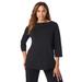 Plus Size Women's Fold-Over Boatneck Top by The London Collection in Black (Size M)