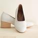 Anthropologie Shoes | New Cheri Hoover Gabriella Leather Block Heel - Stone Women’s Size 7 | Color: White | Size: 7