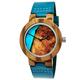 Holzwerk Germany® Designer Women's Watch Epoxy Resin Eco Natural Wood Watch Leather Strap Watch Analogue Quartz Watch Epoxy Resin Dial in Blue Turquoise, Turquoise., Strap.