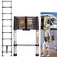 Tall Step Ladders Extension Ladders, 2.6M Telescopic Folding Ladder, Foldable Portable Attic Ladders, Non-slip Telescopic Extension Ladders Multi-Purpose Ladder Easy Carry for Indoor Outdoor DIY Tools