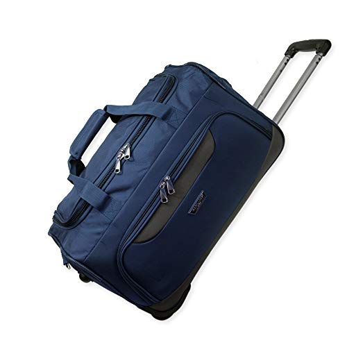 Lightweight Luggage Wheeled Trolley Holdall Suitcase Duffle Bag Rolling Hold Travel Bag AR306 (Small - 20" (H52xW32xD30 cm), Navy)