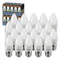 Brite-R 20x E27 ES Candle LED Bulbs 7W Warm White 270° Beam 3000K 520lm 90% Energy Save* 70W Halogen Equiv Replacement Lamp AC170-260V Wide Angle Frosted Home Office Lighting UK Warranty Pack of 20