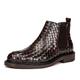 Men's Chelsea Boots Double Gore Ankle Boots Classic Slip-On Woven Print Dress Boots for Men,Burgundy,11 UK