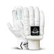 OMRAG Sausage Finger Cricket Batting Gloves Men Right Hand RH Leather Palm Ergonomic Lightweight Enforced Protection, White Black