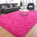 Tepook Super Soft Fluffy Rug for Bedroom, Modern Shaggy Rug Fuzzy Kids Rug for Living Room, Plush Indoor Nursery Home Decor Rug with Non-Slip Bottom, Hot Pink, 3 X 5 Feet